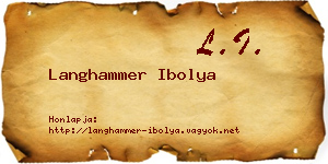 Langhammer Ibolya névjegykártya